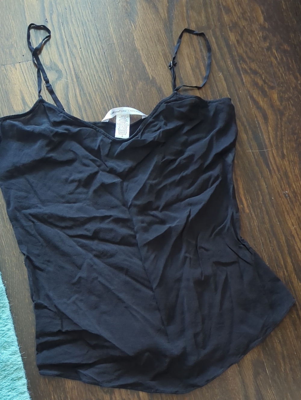 Diane Von Furstenberg Black Spaghetti Strap Silk Cami